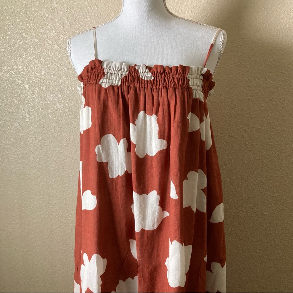 THML Rust Orange and White Floral Midi Dress